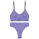 Conjunto de sujetador para mujer, lencería Sexy, ropa interior femenina, Bralette, Tops acanalados, sujetador de moda para niñas, Tops cortos sin mangas elásticos básicos, traje