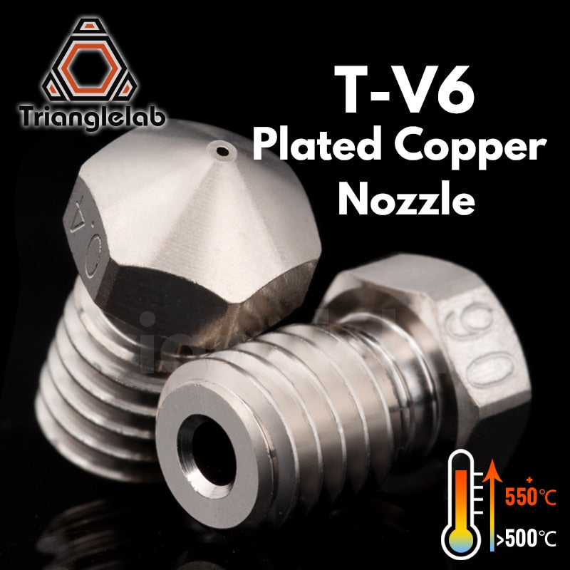 Trianglelab T-V6 Plated Copper Nozzle Durable Non-stick High Performance For 3D Printers  M6 Thread For E3D V6 Dragon Hotend