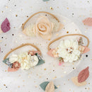 3 estilos de diademas de flores artificiales de encaje de perlas para recién nacidos para niñas pequeñas, diademas elásticas de nailon hechas a mano, diadema para bebés y niños pequeños