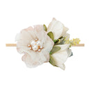 3 estilos de diademas de flores artificiales de encaje de perlas para recién nacidos para niñas pequeñas, diademas elásticas de nailon hechas a mano, diadema para bebés y niños pequeños
