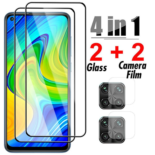 4in1 Schutzglas für Xiaomi Redmi Note 9 7 8 Pro 9S 9T 8T Kamera Displayschutz für Redmi 9 9T 9A 9C 8 8A 7 7A Glas