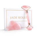 Rodillo de Jade de cuarzo rosa Natural Gua Sha, masajeador de cuerpo Facial, rodillo de masaje de piedra de Jade, herramienta de masaje de belleza para Lifting Facial