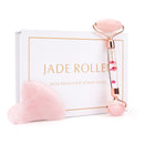 Natural Facial Massage Roller Guasha Scraping Board Set Double Heads Jade Stone Face Lift Body Slim Neck Thin Lift Massage Tools
