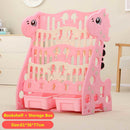 3/4 Tiers Children Bookshelf Small Kids Kindergarten Toy Stationery Storage Books Storage Shelver Racks with 2 Storage Boxes