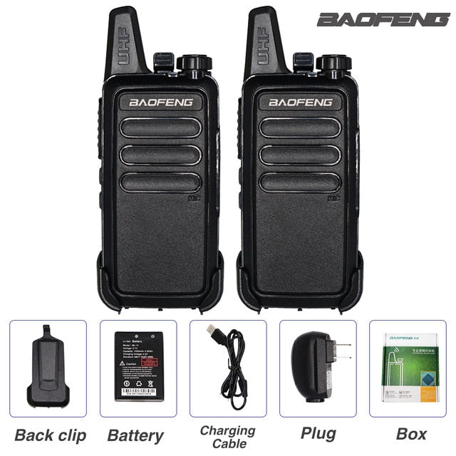 2Pcs Baofeng BF-R5 UHF band Mini Walkie Talkie bf-888s Handheld Two Way Radio BF R5 Portable USB Charge Radio Hunting Hiking