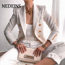 NEDEINS, chaqueta de invierno para mujer, chaqueta de doble botonadura, abrigo elegante de manga larga ajustado a la moda, chaqueta de traje, chaqueta de oficina para mujer
