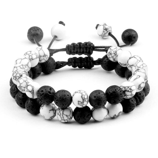 2 teile/satz Perlenarmband Natürliche Tiger Stein Charme Onyx Perlen Paar Abstand Armbänder für Frauen Männer Freund Geschenk Stretch Schmuck