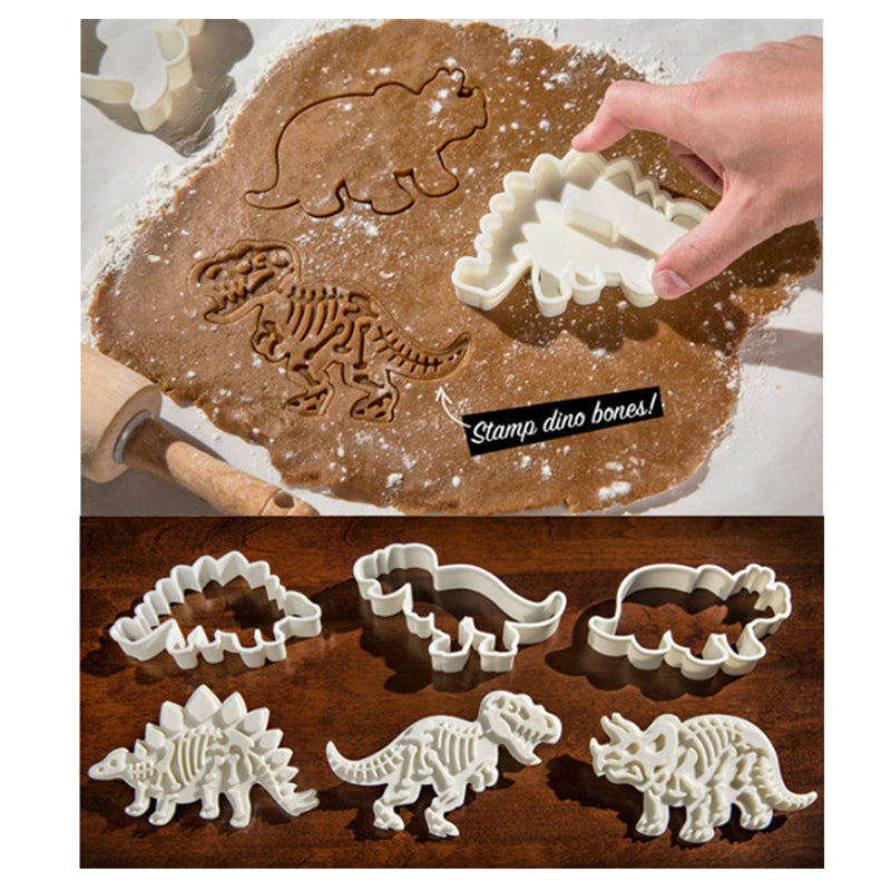 Molde de cortadores de galletas de dinosaurio 3D, molde de grabado en relieve de galletas de dinosaurio, molde de silicona para hornear postres Sugarcraft para sopa, herramienta de decoración de pasteles