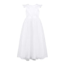 Girls Chiffon Flutter Sleeves Flower Girl Dress Pageant Wedding Birthday Party Long Dress First Communion Party Princess Dress