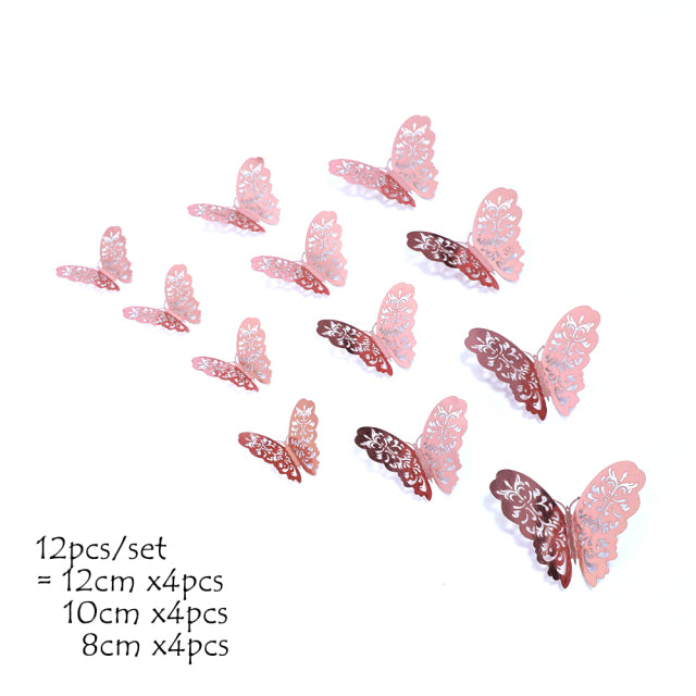 12Pcs 4D Hollow Butterfly Wall Sticker DIY Home Decoration Wall Stickers wedding Party Wedding Decors Butterfly Kids Room Decors