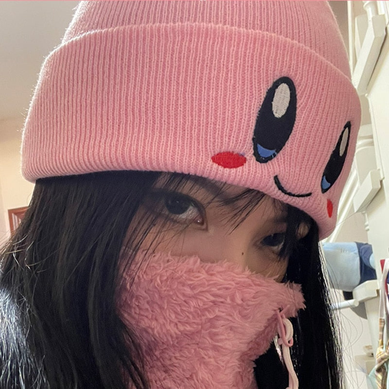 Anime Cartoon Cute Face Eyes Hat Cosplay Keep Warm Knitted Hat Unisex Adult Kids Cap Hip Hop Autumn Winter Gift