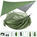 Hamaca portátil para acampar con mosquitera, mosca para la lluvia y correas para árboles para interiores, exteriores, mochileros, viajes, playa, senderismo