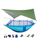 Hamaca portátil para acampar con mosquitera, mosca para la lluvia y correas para árboles para interiores, exteriores, mochileros, viajes, playa, senderismo