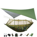 Hamaca portátil para acampar con mosquitera, mosca para la lluvia y correas para árboles para interiores, exteriores, mochileros, viajes, playa, senderismo