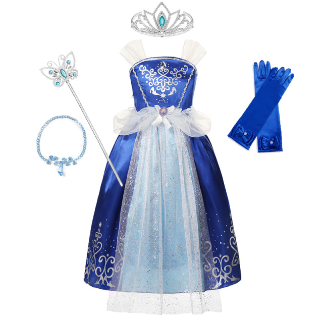 Niñas Rapunzel Princesa Cosplay Vestidos Fiesta Regalo Belle Cenicienta Aurora Blancanieves Sofía Malla Vestido de fiesta Traje de cumpleaños