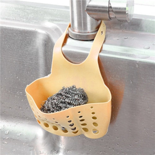 Kitchen Storage Sink Shelf Soap Sponge Drain Rack Silicone Storage Basket Bag Faucet Holder Adjustable Holder Sink Accessories