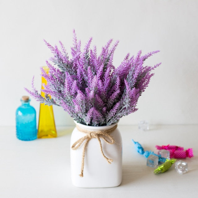 1 Bündel Künstliche Blumen Romantische Provence Lavendel Kunststoff Hochzeit Dekorative Vase für Wohnkultur Korn Weihnachten Gefälschte Pflanze