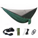 Camping Hammock with Mosquito Net Double Hammock Travel Hammock,Backpacking Hammock Portable Parachute 5+1 Ring Strap Hammock