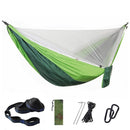 Camping Hammock with Mosquito Net Double Hammock Travel Hammock,Backpacking Hammock Portable Parachute 5+1 Ring Strap Hammock