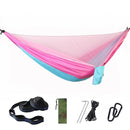 Camping Hammock with Mosquito Net Double Hammock Travel Hammock,Backpacking Hammock Portable Parachute 5+1 Ring Strap Hammock