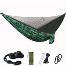 Camping Hammock with Mosquito Net Double Hammock Travel Hammock,Backpacking Hammock Portable Parachute 5+1 Ring Strap Hammock