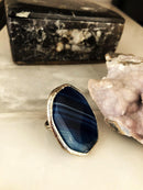 Dr Stone Naturstein Damen Achat Stein verstellbarer Ring AHL26