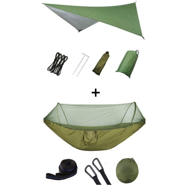 Hamaca portátil emergente para acampar con mosquitera y refugio solar, hamacas columpio de paracaídas, hamaca con dosel para lluvia y moscas, cosas para acampar