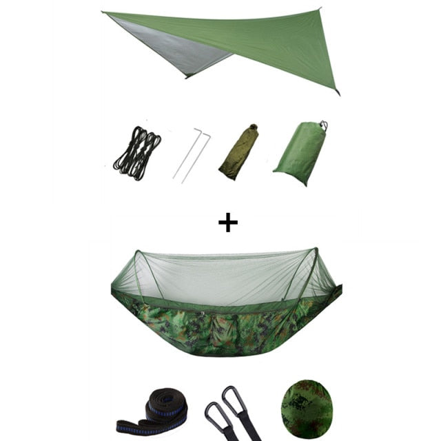 Hamaca portátil emergente para acampar con mosquitera y refugio solar, hamacas columpio de paracaídas, hamaca con dosel para lluvia y moscas, cosas para acampar