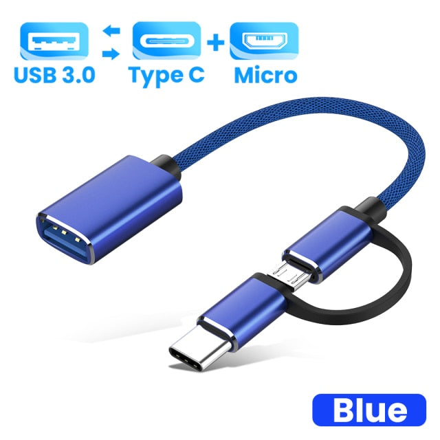 Cable adaptador Micro USB OTG tipo C, USB 3,0 hembra a tipo C, convertidor adaptador de Cable macho, Cable USB-C para teléfono MP4 de coche