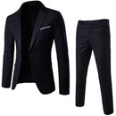 Blazer der Männer 2Pcs/Set plus Größen-Normallack-lange Hülsen-Revers-dünner Knopf-beiläufiger Pendlerbüro-Geschäfts-Anzug мужские