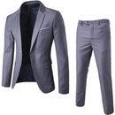 Blazer der Männer 2Pcs/Set plus Größen-Normallack-lange Hülsen-Revers-dünner Knopf-beiläufiger Pendlerbüro-Geschäfts-Anzug мужские