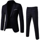 Blazer der Männer 2Pcs/Set plus Größen-Normallack-lange Hülsen-Revers-dünner Knopf-beiläufiger Pendlerbüro-Geschäfts-Anzug мужские
