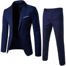 Blazer der Männer 2Pcs/Set plus Größen-Normallack-lange Hülsen-Revers-dünner Knopf-beiläufiger Pendlerbüro-Geschäfts-Anzug мужские