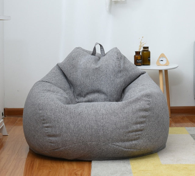 S/M/L Lazy Sofa Cover Chairs without Filler Linen Cloth Lounger Seat Pouf Puff Couch Tatami Living Room Furniture Cover