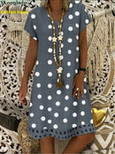 Vestidos de talla grande 5xl DOT de algodón y lino para mujer, vestido informal holgado de lino para mujer, ropa de verano para mujer, marca original, diseño novedoso