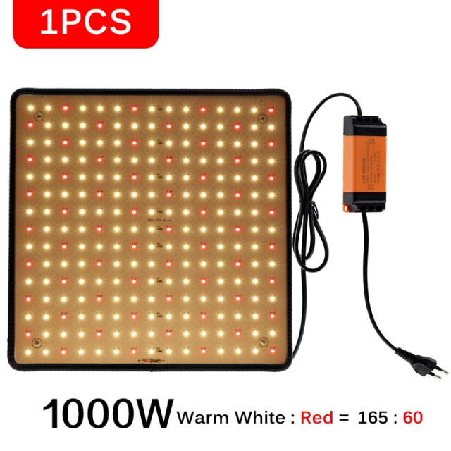 Panel de luz LED para cultivo de 1000W, lámpara Phyto de espectro completo, AC85-240V, enchufe europeo/estadounidense para tienda de cultivo interior, luz de crecimiento de plantas