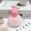 New Pompom sleeping baby keychain cute fluffy Plush doll Keychains Women Girl Bag keyrings Cars Key ring Jewelry Gift porte cl