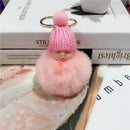New Pompom sleeping baby keychain cute fluffy Plush doll Keychains Women Girl Bag keyrings Cars Key ring Jewelry Gift porte cl