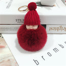 New Pompom sleeping baby keychain cute fluffy Plush doll Keychains Women Girl Bag keyrings Cars Key ring Jewelry Gift porte cl