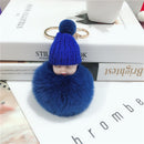 New Pompom sleeping baby keychain cute fluffy Plush doll Keychains Women Girl Bag keyrings Cars Key ring Jewelry Gift porte cl