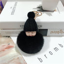 New Pompom sleeping baby keychain cute fluffy Plush doll Keychains Women Girl Bag keyrings Cars Key ring Jewelry Gift porte cl