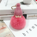 New Pompom sleeping baby keychain cute fluffy Plush doll Keychains Women Girl Bag keyrings Cars Key ring Jewelry Gift porte cl