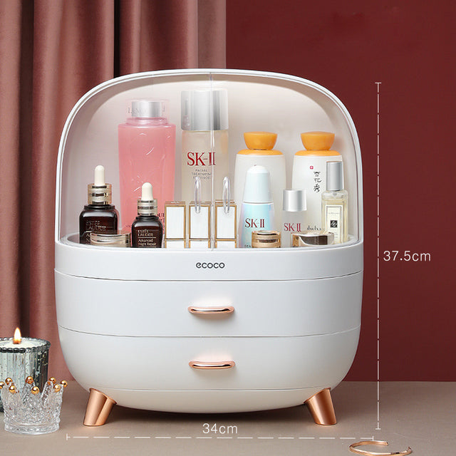 Caja de almacenamiento de cosméticos transparente, organizador de cajón de maquillaje, joyería, esmalte de uñas, contenedor de maquillaje, estuche de almacenamiento de belleza de escritorio