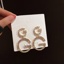 2021 New Fashion Korean Oversized White Pearl Drop Earrings for Women Bohemian Golden Round Zircon Wedding Earrings Jewelry Gift