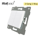 EU Glass and Function Key free Combination DIY White Button Reset Curtain USB EU French Switch Socket Round Back Wallpad L6