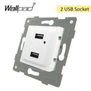 EU Glass and Function Key free Combination DIY White Button Reset Curtain USB EU French Switch Socket Round Back Wallpad L6