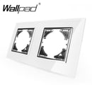 EU Glass and Function Key free Combination DIY White Button Reset Curtain USB EU French Switch Socket Round Back Wallpad L6