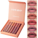 HANDAIYAN 6Colors/Sets Sexy Matte Liquid Lipstick Lip Glaze Sets Natural Moisturizer Waterproof Velvet Lip Glosses Makeup TSLM2