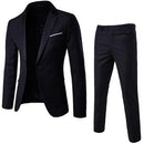 2Pcs Set Men Suit Plus Size Men Solid Color Long Sleeve Lapel Slim Button Business Suit Work clothes Business suits