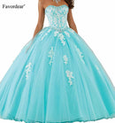 Favordear 2020 Sweetheart apliques Quinceañera 15 años Vestidos De 15 Anos encaje con cuentas vestido De fiesta 15 años vestido